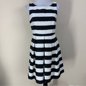 Taylor Black White Striped Fit & Flare Dress Women’s Size 6